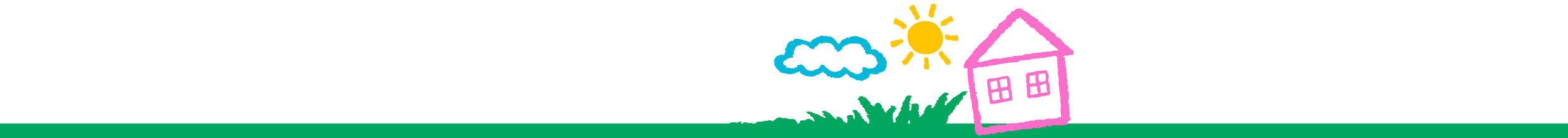 House, Cloud, Sun and Grass Crayon Drawing